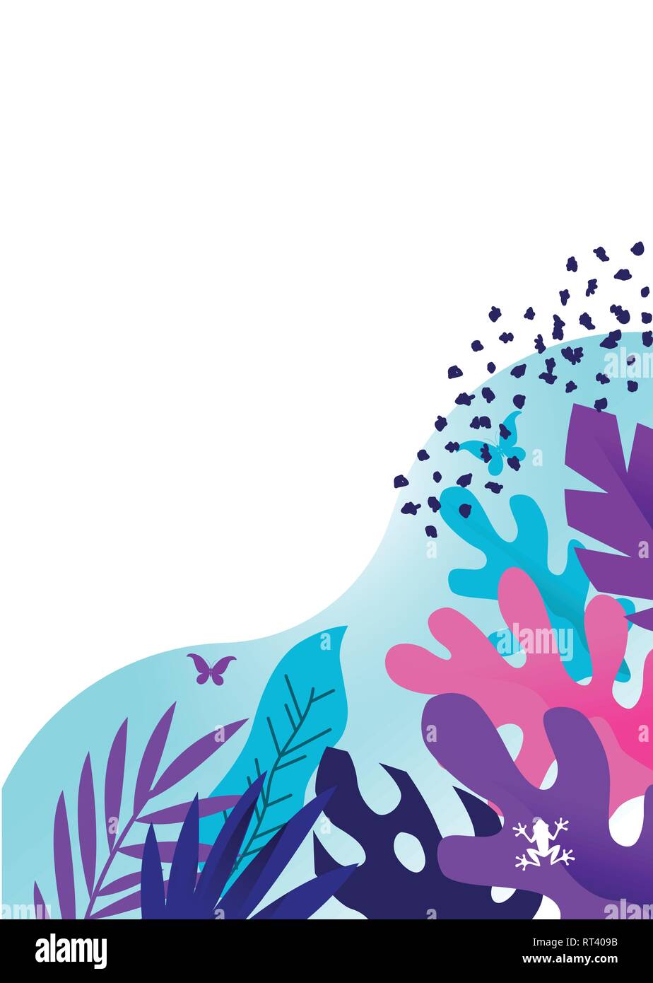 Illustrazione Vettoriale floreale con piante colorate per vari progetti tra cui schede, i coperchi e i modelli. Illustrazione Vettoriale