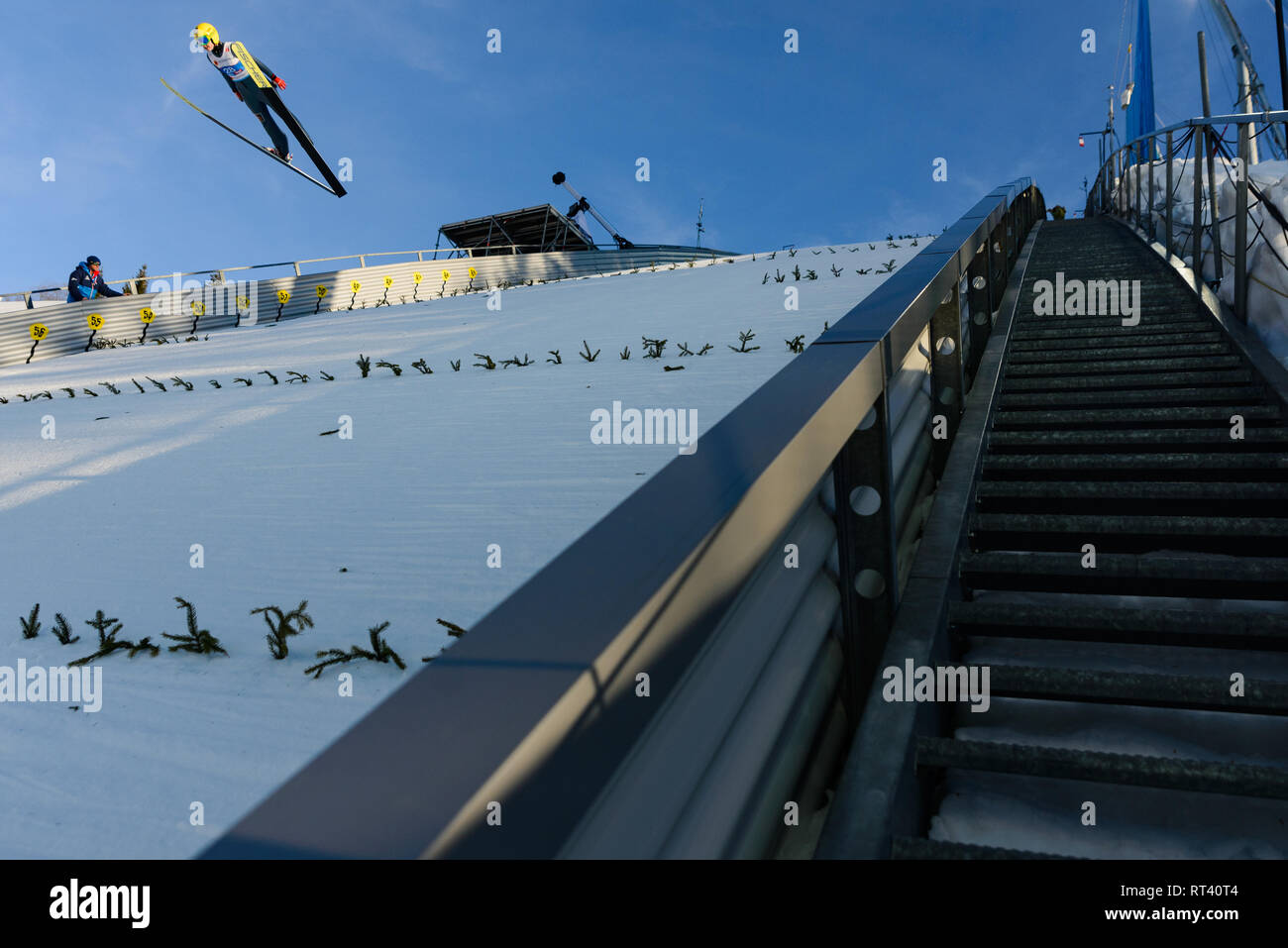 Seefeld, Austria, 26 febbraio. 2019. Ponticello di sci durante la sede dei campionati del mondo di sci nordico. © Giovanni Lazenby/Alamy Live News. Foto Stock