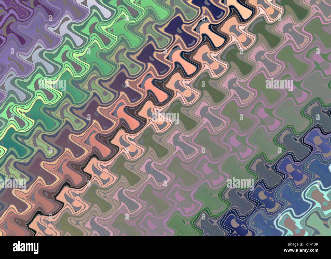 Blu, Verde, Viola, bianco, marrone e nero modellato sullo sfondo fantasy Foto Stock