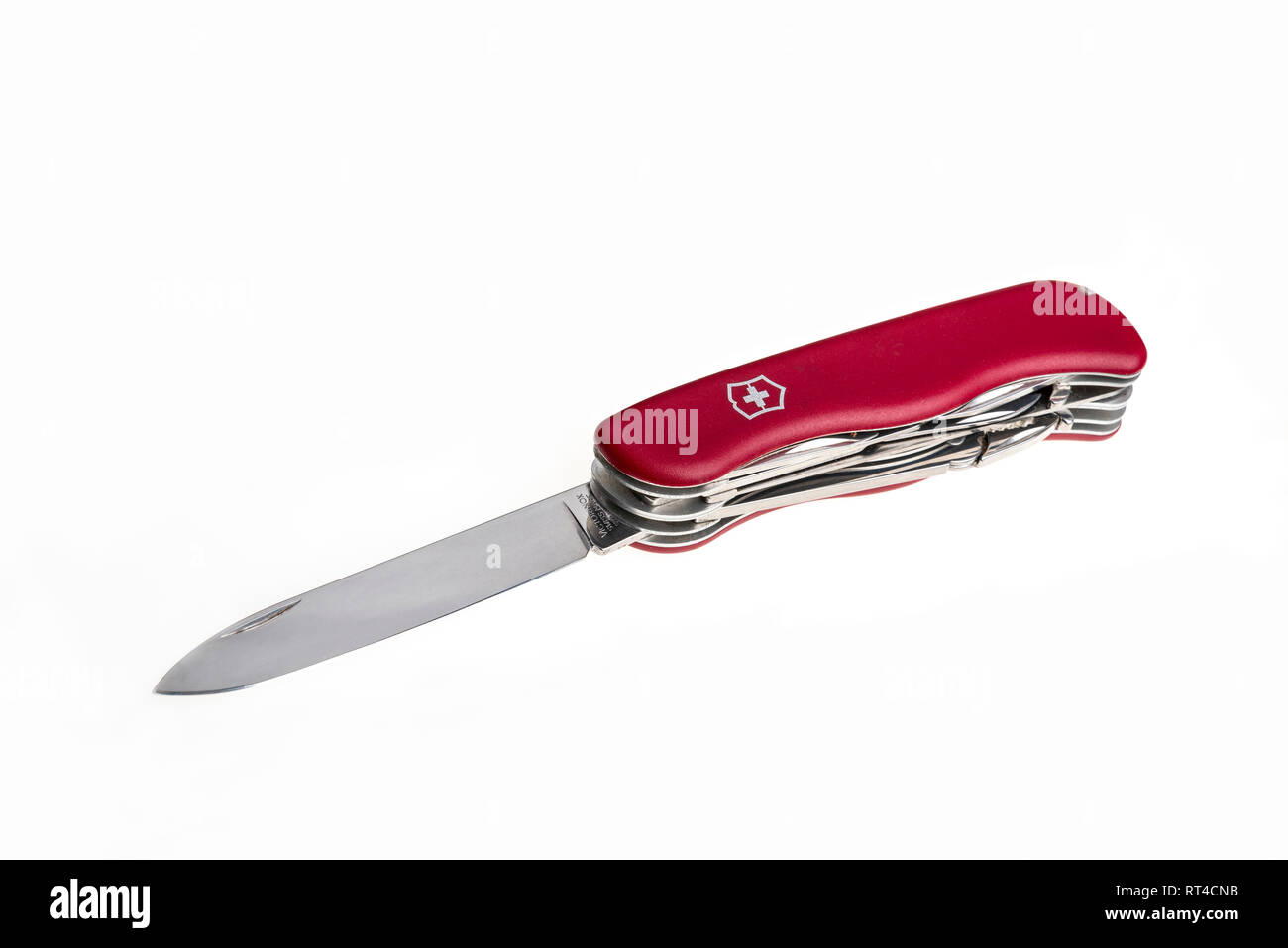 Temperino, noto anche come coltellino svizzero, pocket multi utensile. Foto Stock