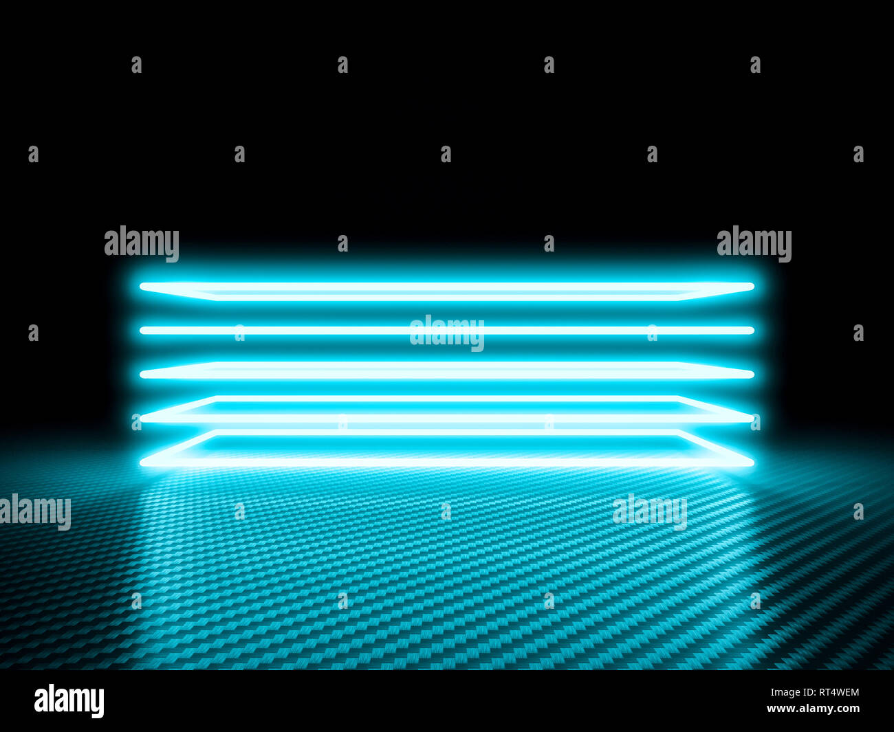 Neon incandescente sul telaio in fibra di carbonio background 3d rendering immagine Foto Stock Neon incandescente sul telaio in fibra di carbonio background 3d rendering immagine Foto Stock