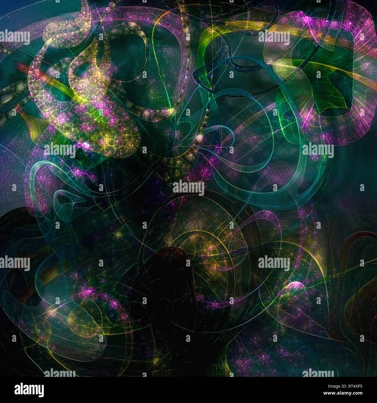 Composizione astratta. Vorticoso luci al neon Foto Stock