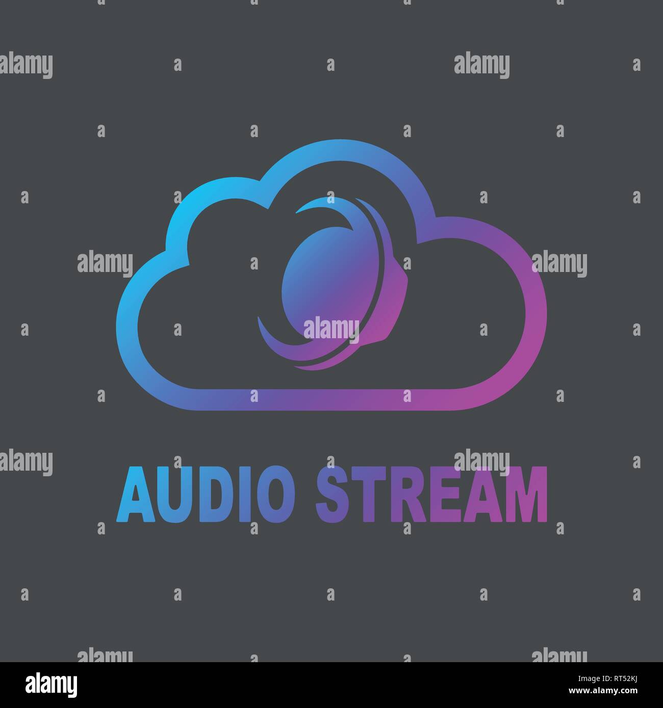 Altoparlante audio nel cloud isolati su sfondo bianco. Colore illustrazione vettoriale. EPS 10 Illustrazione Vettoriale