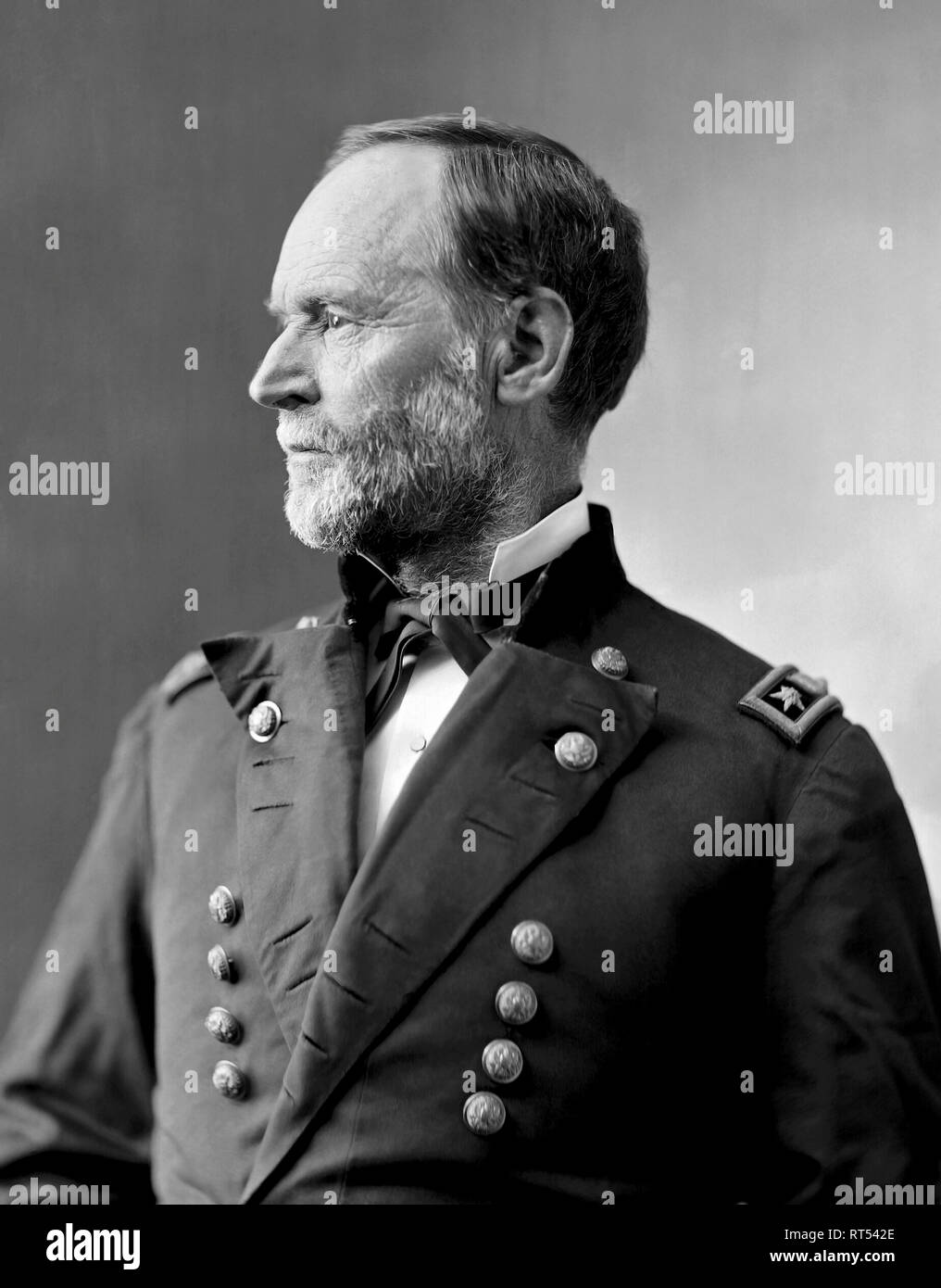 La guerra civile ritratto del generale americano William Tecumseh Sherman. Foto Stock