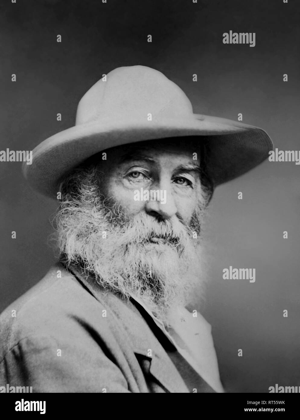 Vintage print poeta americano di Walt Whitman. Foto Stock