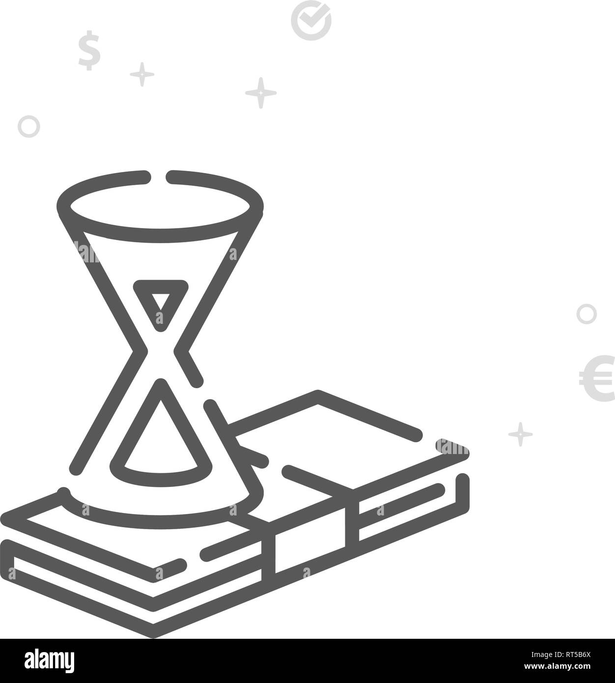 Deposito a termine presso la linea di vettore icona. Denaro e finanze simbolo, il pittogramma, segno. Luce geometrica astratta sfondo. Corsa modificabile. Regolare il peso della linea. De Illustrazione Vettoriale