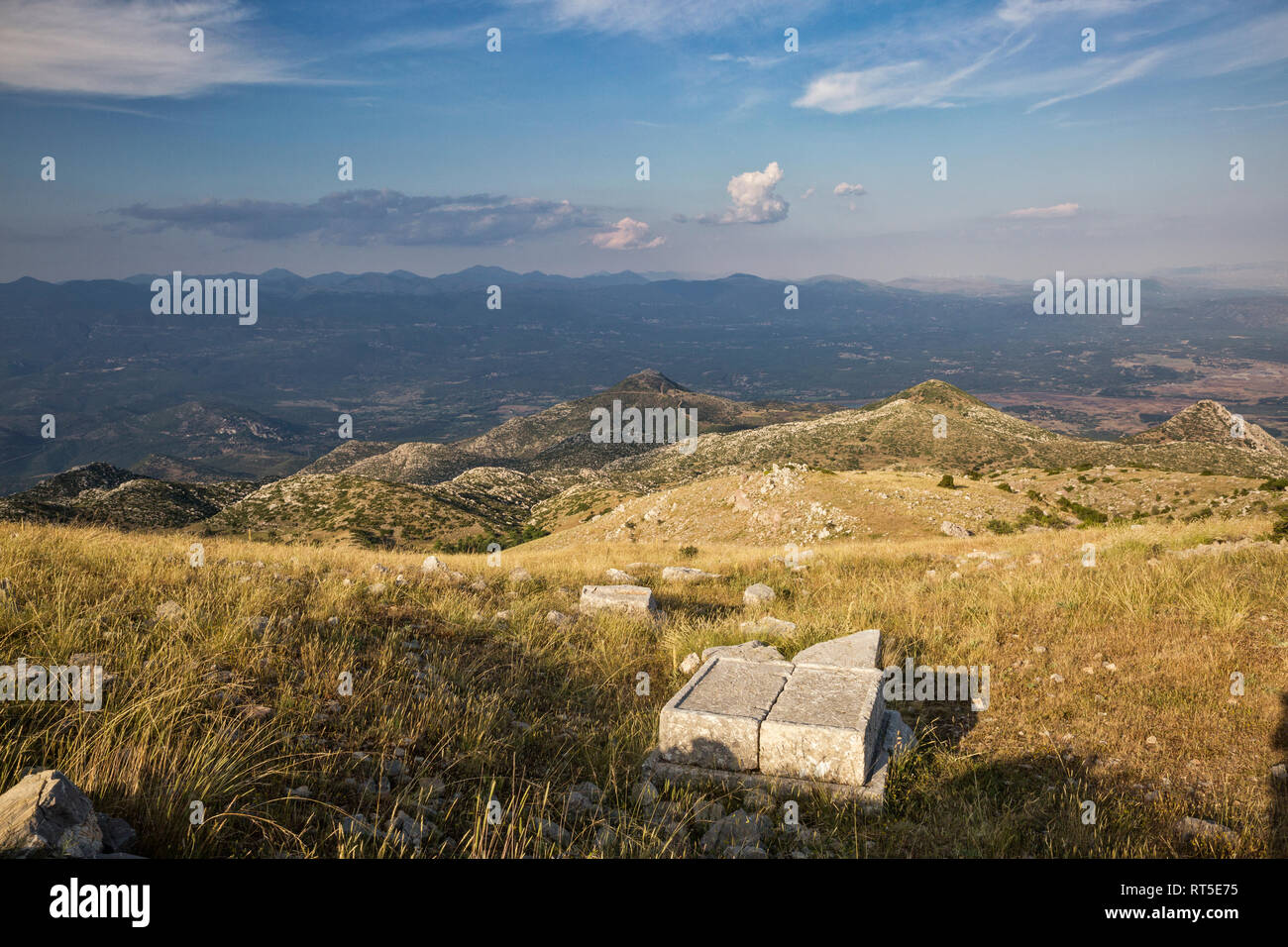La Grecia, Peloponneso, Arcadia, Lykaion, antico sito di culto di Zeus sotto monte Profitis Ilias Foto Stock