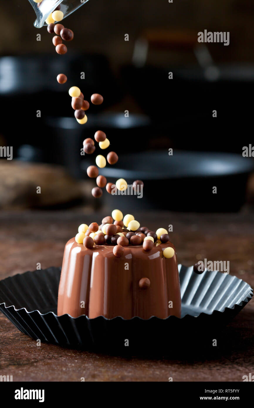 Budino di cioccolato con Foto Stock