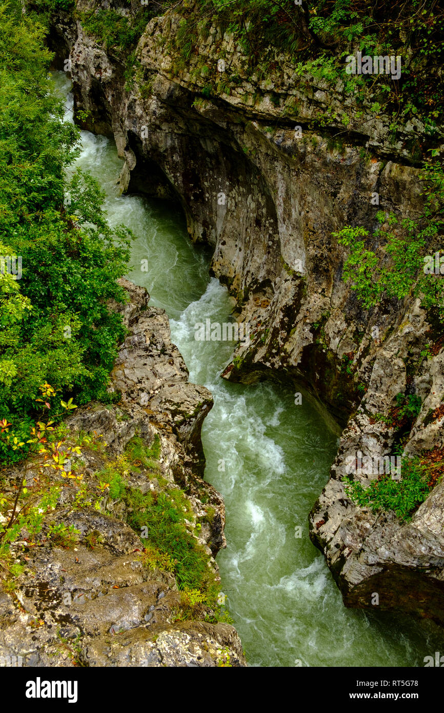 La Slovenia, Lepena Rock Canyon, Soca river Foto Stock