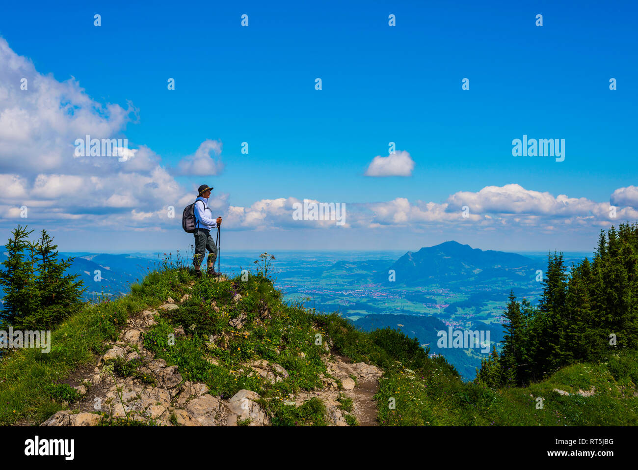 Panoramawanderweg vom Fellhorn, 2038m, zum Soellereck, 1706m, Allgaeuer Alpen, Bayern, Deutschland, Europa Foto Stock