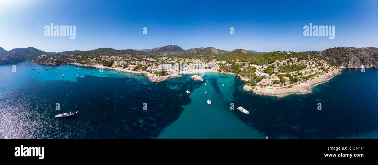 Spagna, Baleares, Mallorce, regione di Calvia, Costa de la Calma, vista aerea di Camp de Mar Foto Stock