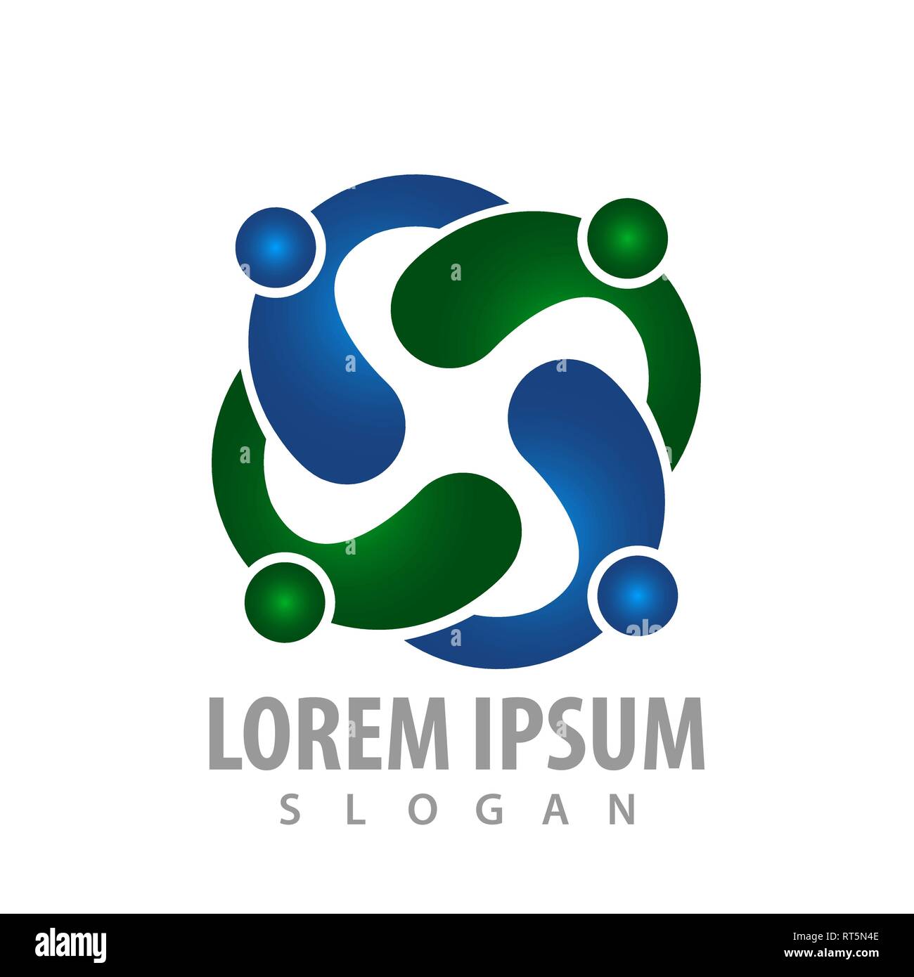 Logo design concept. Ruotare la gente arrotondato. Simbolo grafico elemento di modello Illustrazione Vettoriale