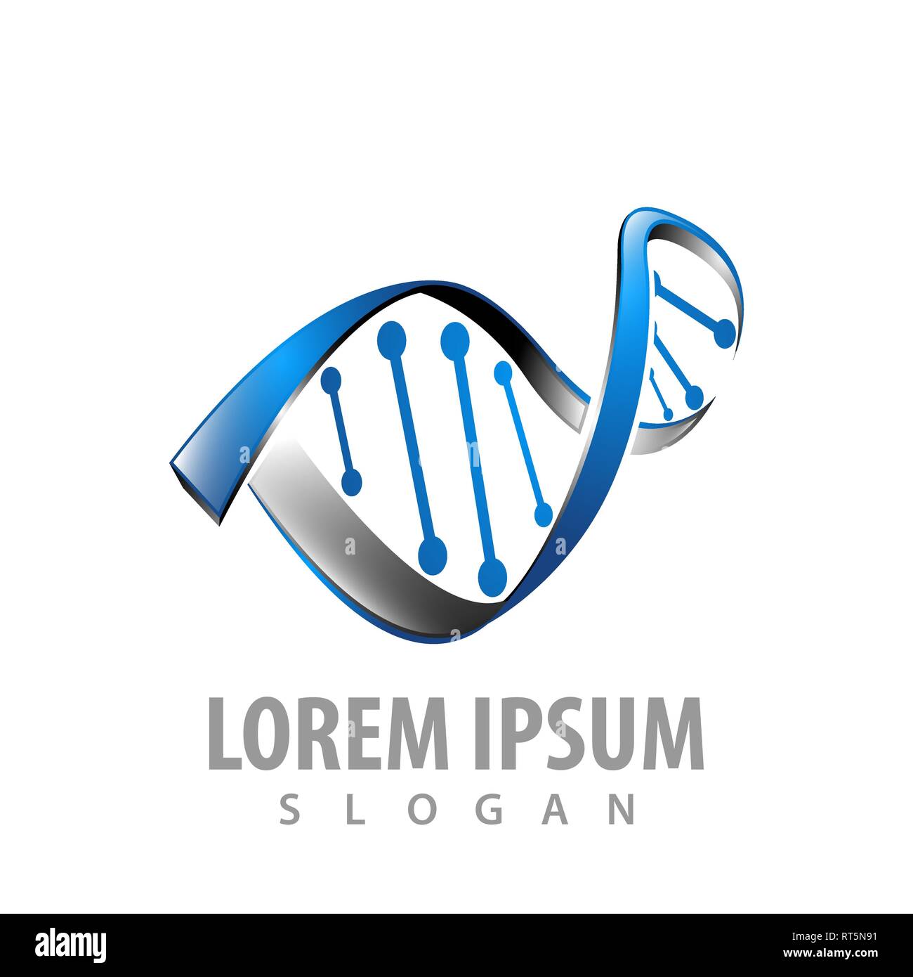 Logo design concept. 3D DNA genetico. Simbolo grafico elemento di modello Illustrazione Vettoriale