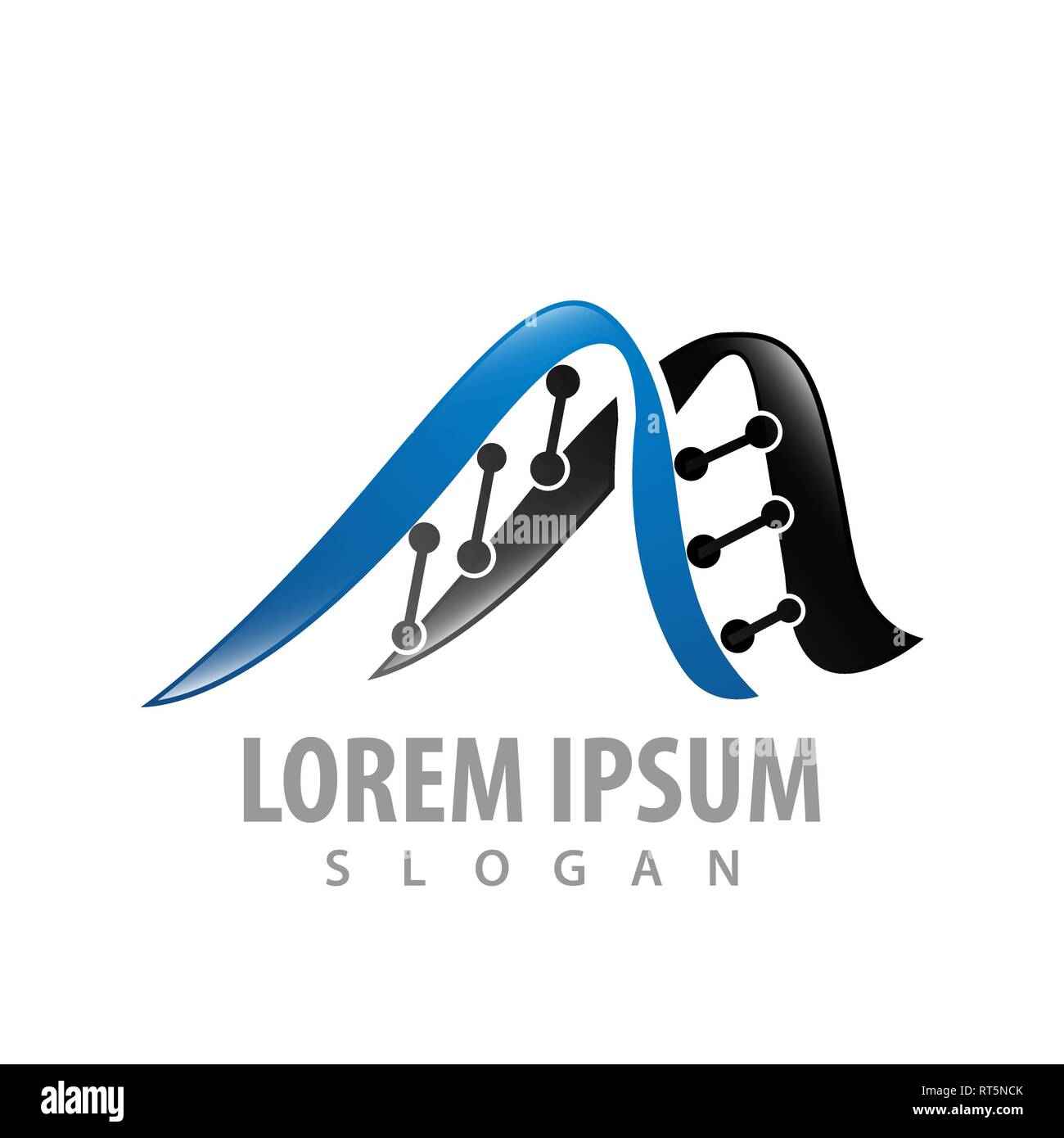 Logo design concept. DNA genetico lettera M o AA. Simbolo grafico elemento di modello Illustrazione Vettoriale