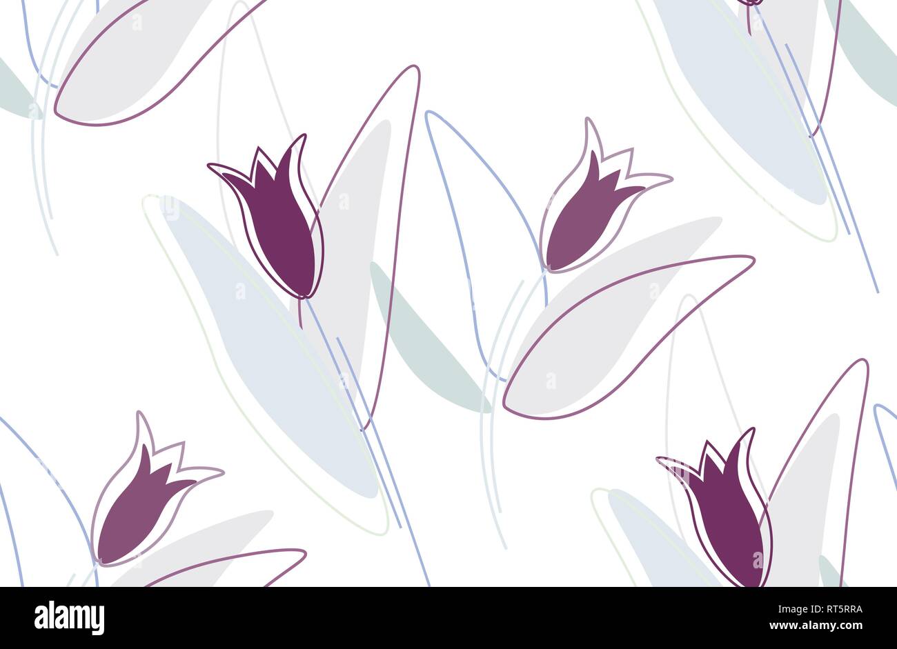 Seamless motivo floreale - ultra violet fiori colorati e e cuori blu Illustrazione Vettoriale