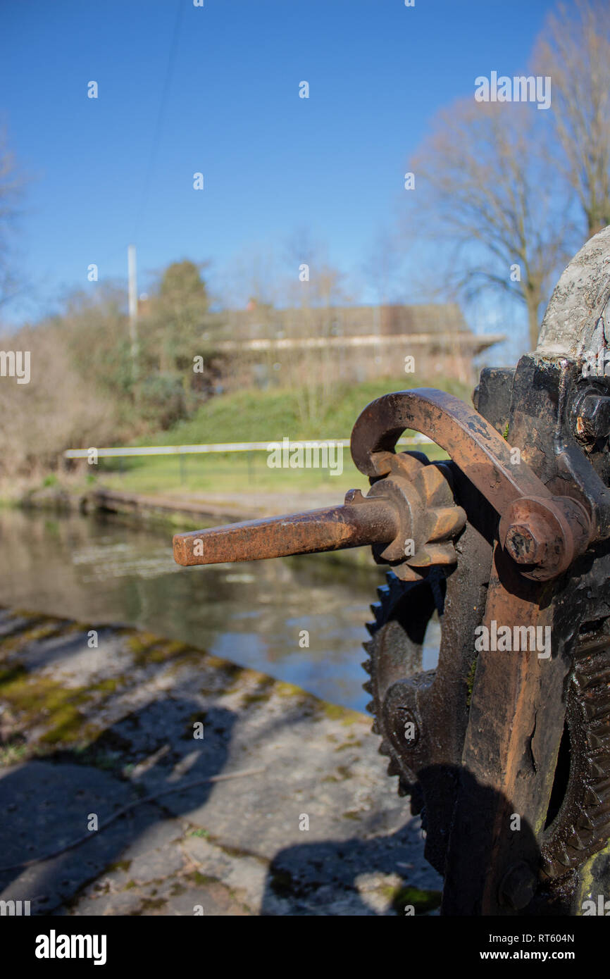 Bloccare il portellone in corrispondenza di Trent e Mersey Canal, festival park, Stoke-on-Trent Foto Stock