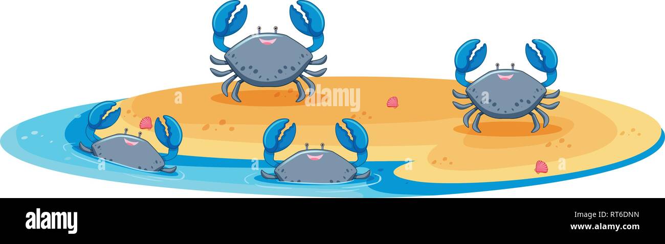 Il granchio blu sulla isola di illustrazione Illustrazione Vettoriale