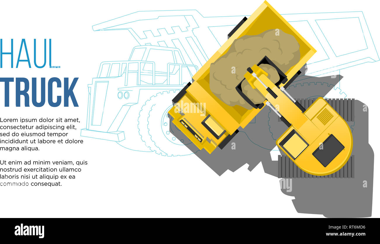concetto di macchina super pesante camion a grande raggio per carbone mining con illustratuon ombra migliore per il web e la presentazione Foto Stock