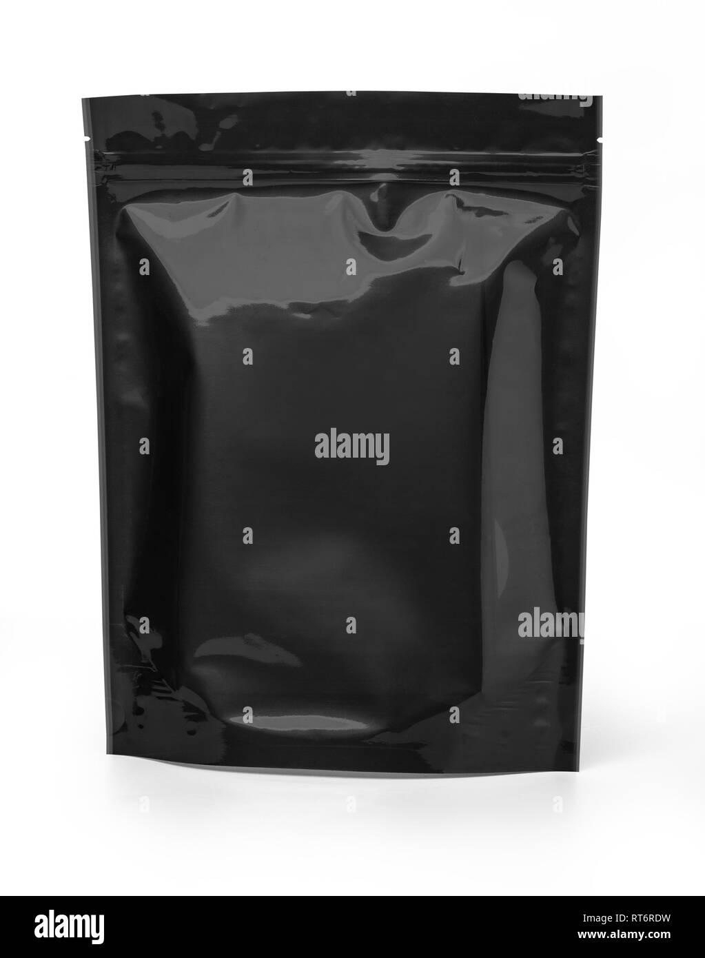 Nero Bianco cibo Stand Up sacca flessibile Snack bustina sacchetto. Mock up con tracciato di ritaglio Foto Stock