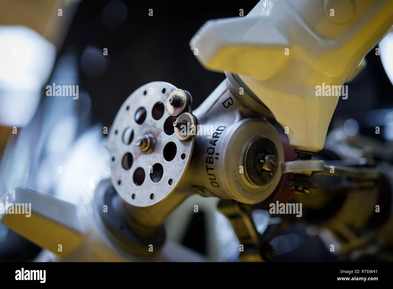 Close up di un rotore di coda su un elicottero-109. Foto Stock