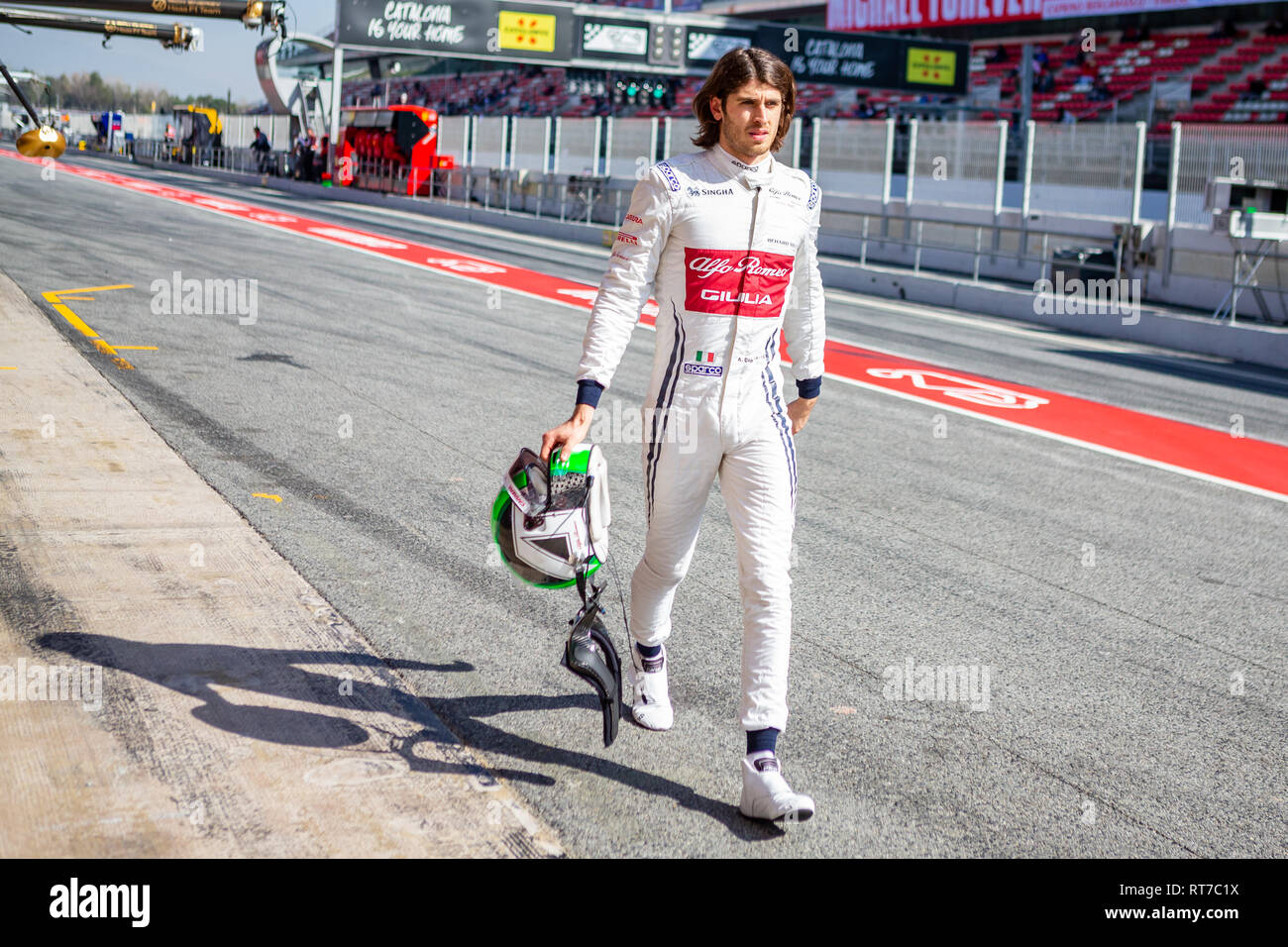 A MONTMELÒ, Catalogna, Spagna. 28 Feb, 2019. Antonio Giovinazzi di Alfa Romeo Racing visto durante la seconda settimana di test F1 giorni nel circuito di Montmelo, Catalogna, Spagna. Credito: SOPA Immagini limitata/Alamy Live News Foto Stock