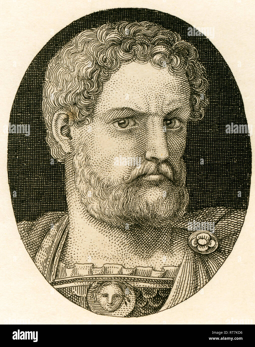 Adriano, imperatore romano, incisione su rame da Strahlheim, circa 1840th., artista del diritto d'autore non deve essere cancellata Foto Stock