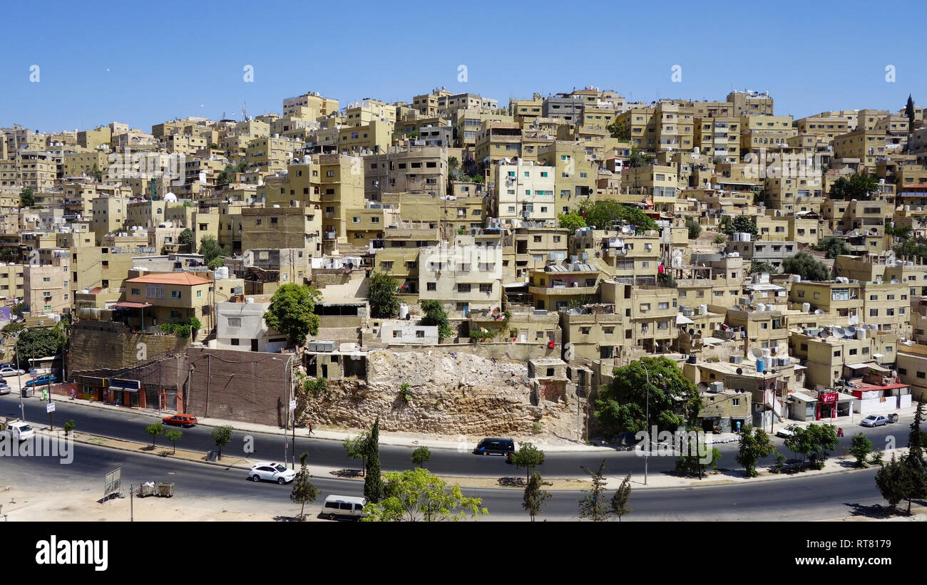 Panorama urbano di Amman in Giordania Foto Stock