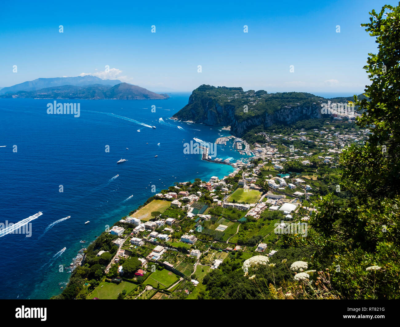 L'Italia, la Campania, il Golfo di Napoli, Vista di Capri Foto Stock