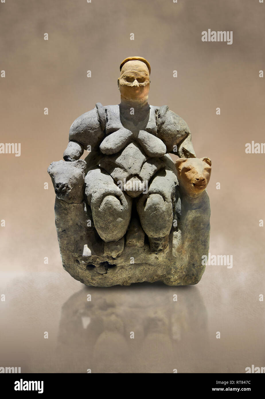 Neolitico Dea di Terracotta figura da Catalhoyuk, Museo della Civiltà anatolica, Ankara, Turchia Foto Stock