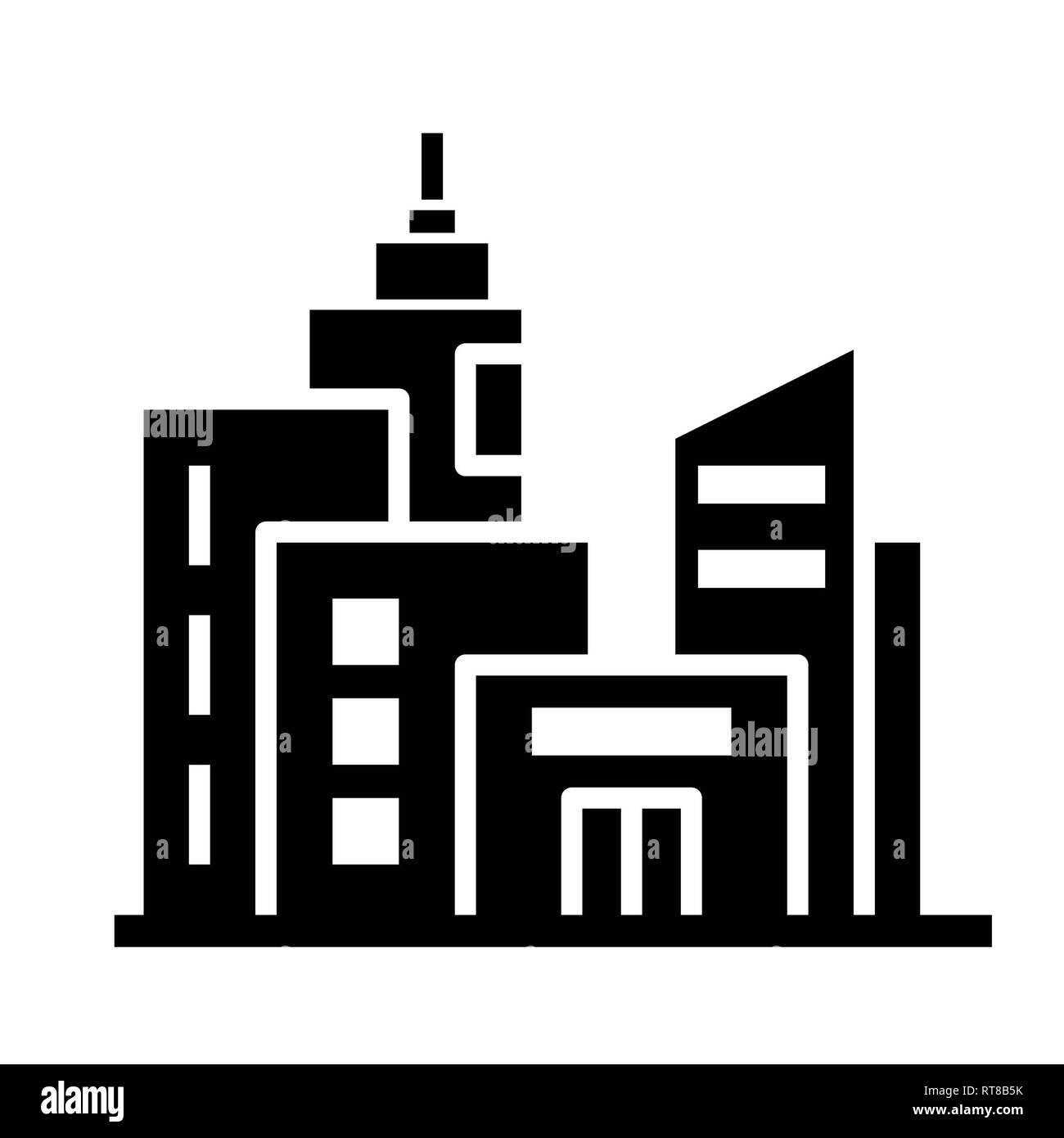 Icona della città, illustrazione vettoriale, Business Glyph Foto Stock