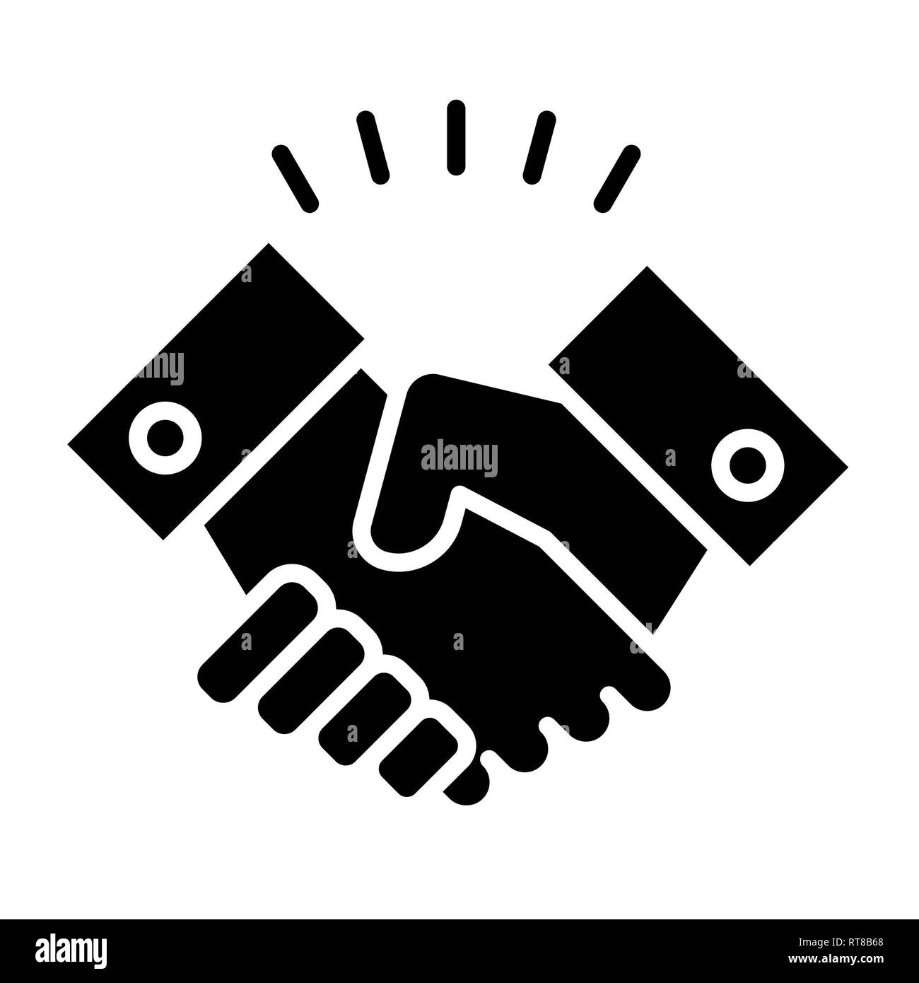Icona di handshake, illustrazione vettoriale, Business Glyph Foto Stock