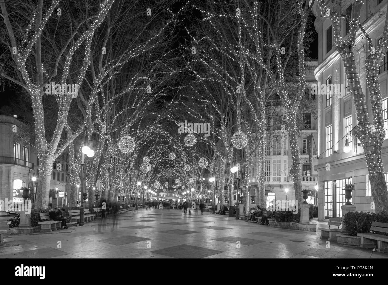 Palma de Mallroca - la decorazione di Natale sulla strada della città vecchia. Foto Stock