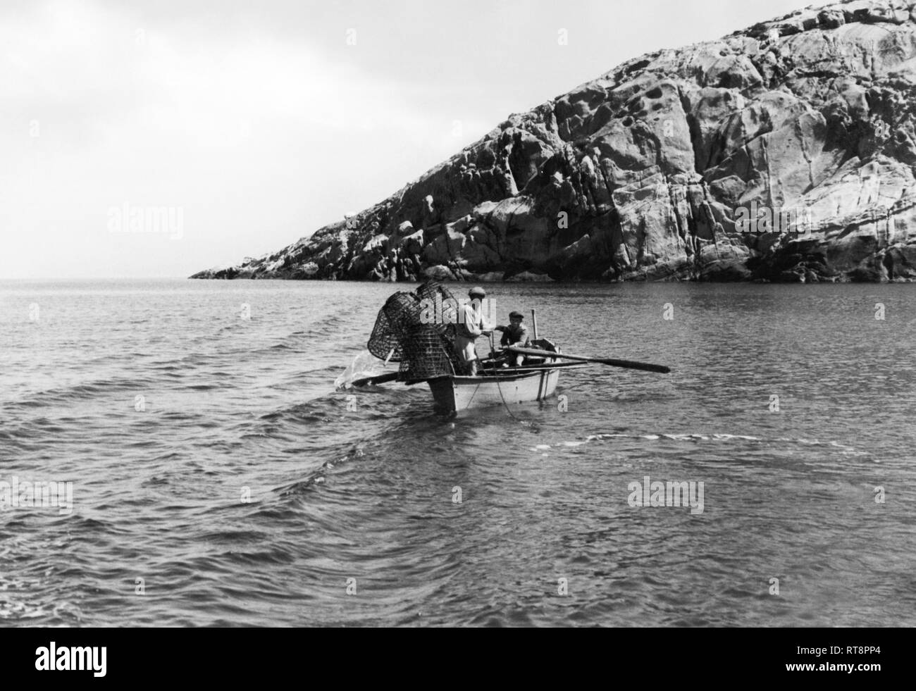 I pescatori, Isola d'elba, Portoferraio, Toscana, Italia 1955 Foto Stock