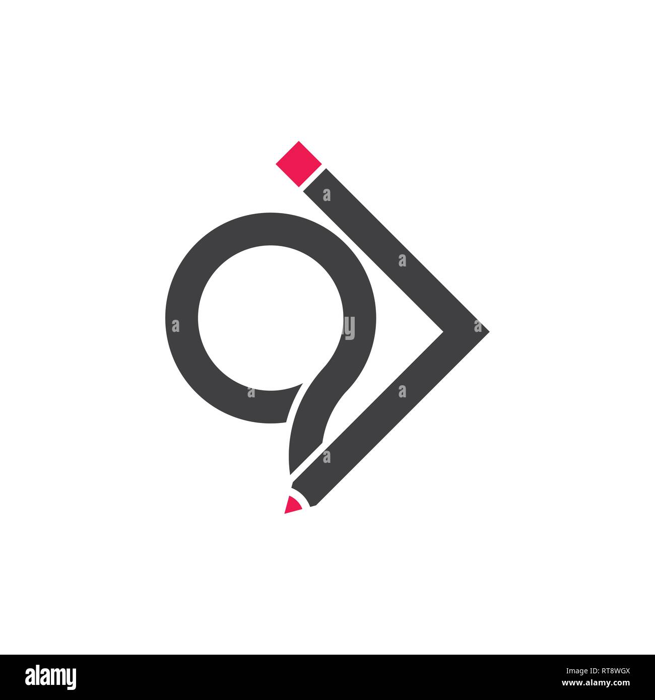 Lettere a matita iq design logo vector Illustrazione Vettoriale
