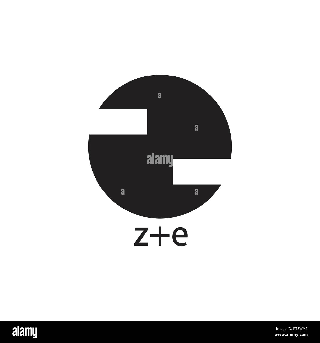 Lettera astratta ze geometrica del cerchio vettore logo Illustrazione Vettoriale