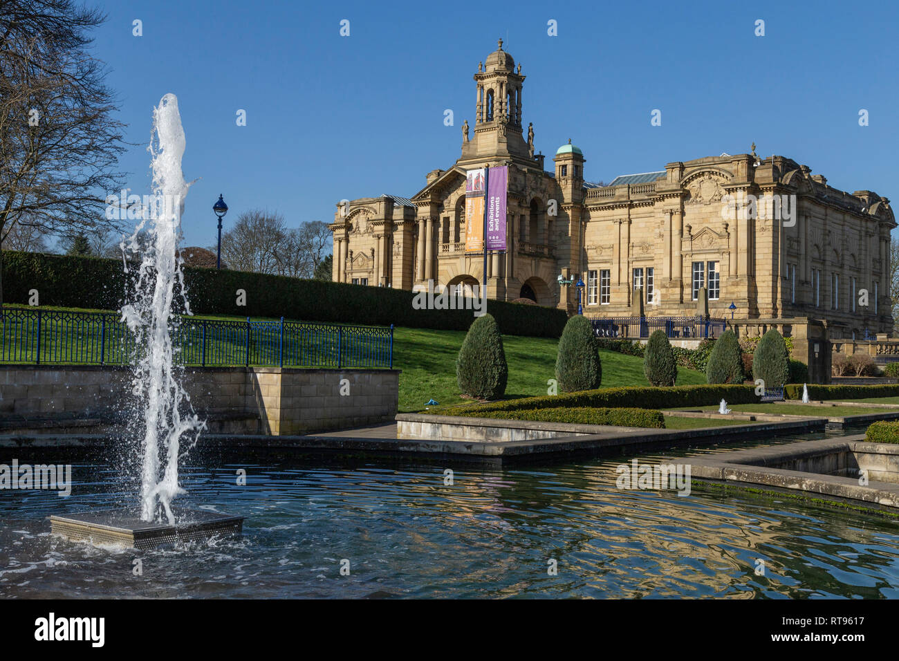 Cartwright Hall e Lister Park, Bradford, Yorkshire. Foto Stock