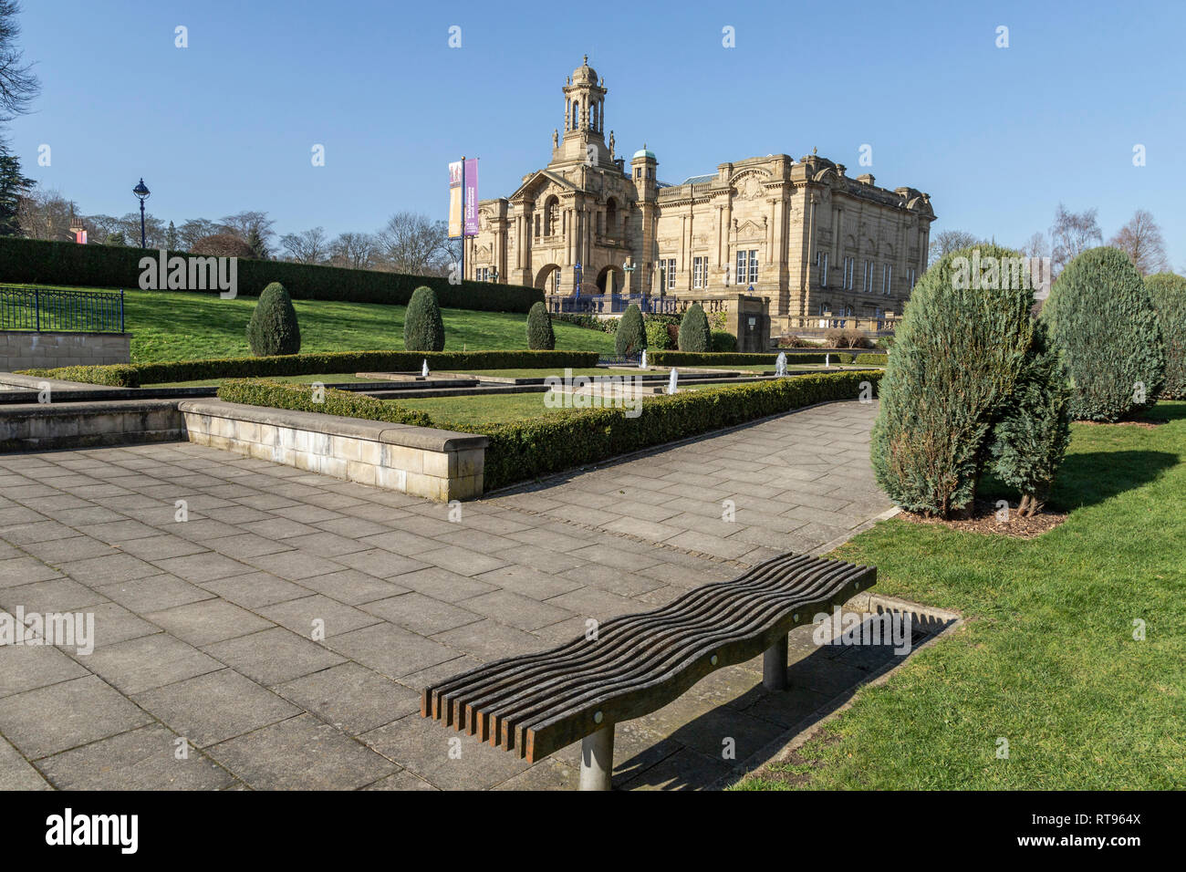 Cartwright Hall e Lister Park, Bradford, Yorkshire. Foto Stock