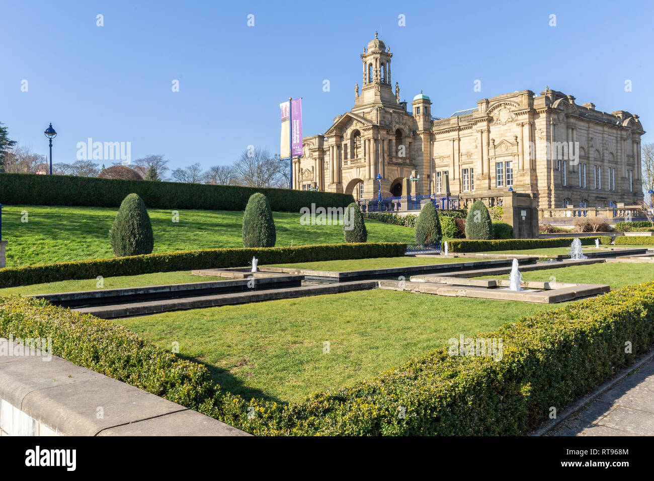 Cartwright Hall e Lister Park, Bradford, Yorkshire. Foto Stock