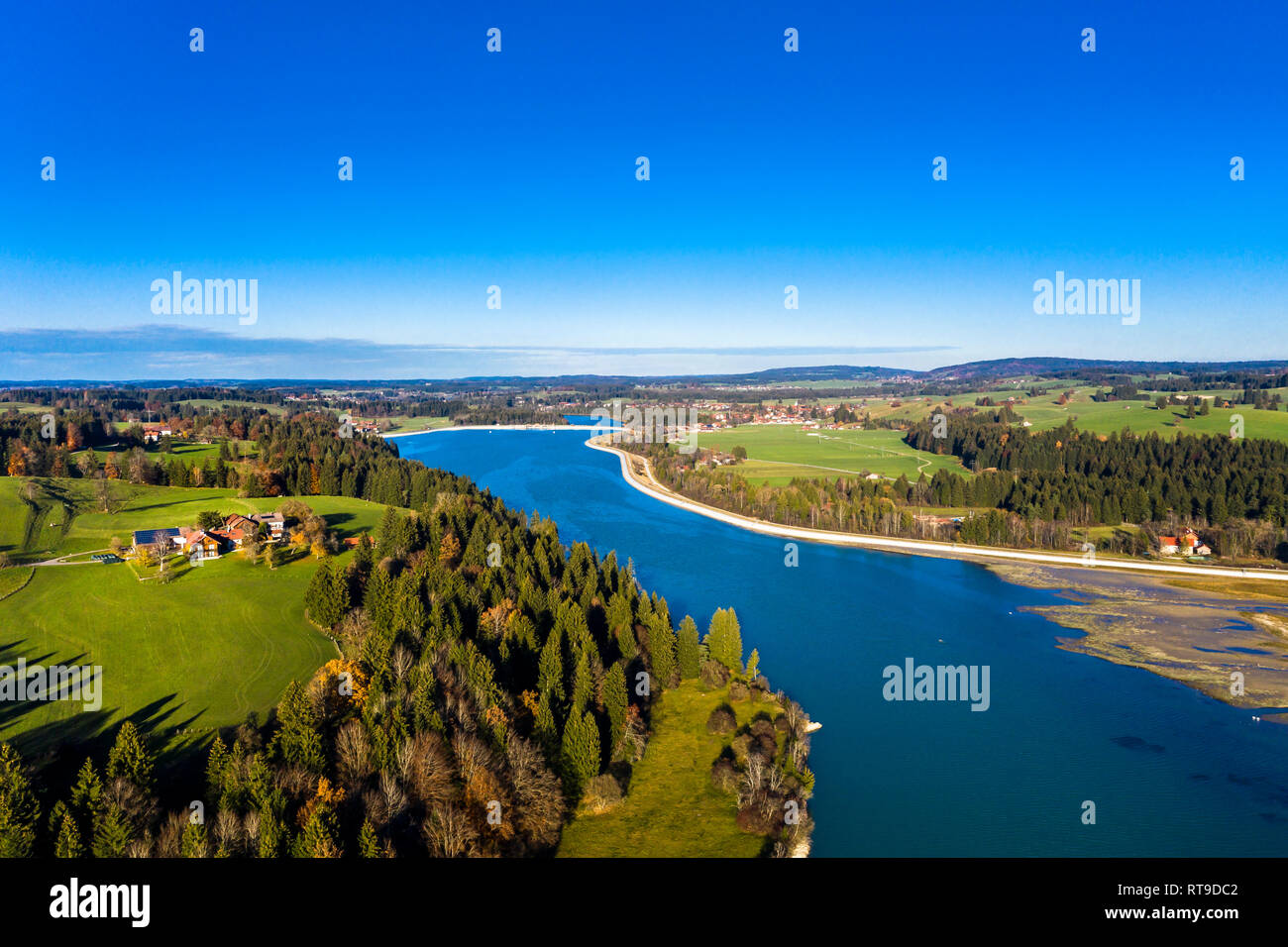 In Germania, in Baviera, Est Allgaeu, Fuessen, Prem, vista aerea di Lech serbatoio Foto Stock