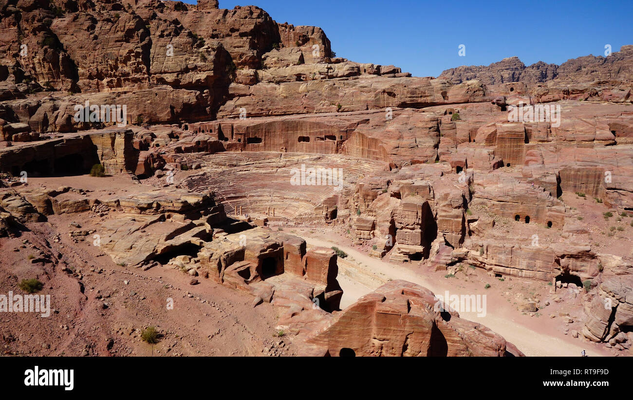 Petra in Giordania, grotta città, resti romani Foto Stock