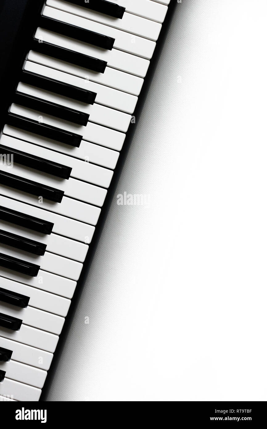 In bianco e nero la tastiera o i tasti di pianoforte Foto Stock