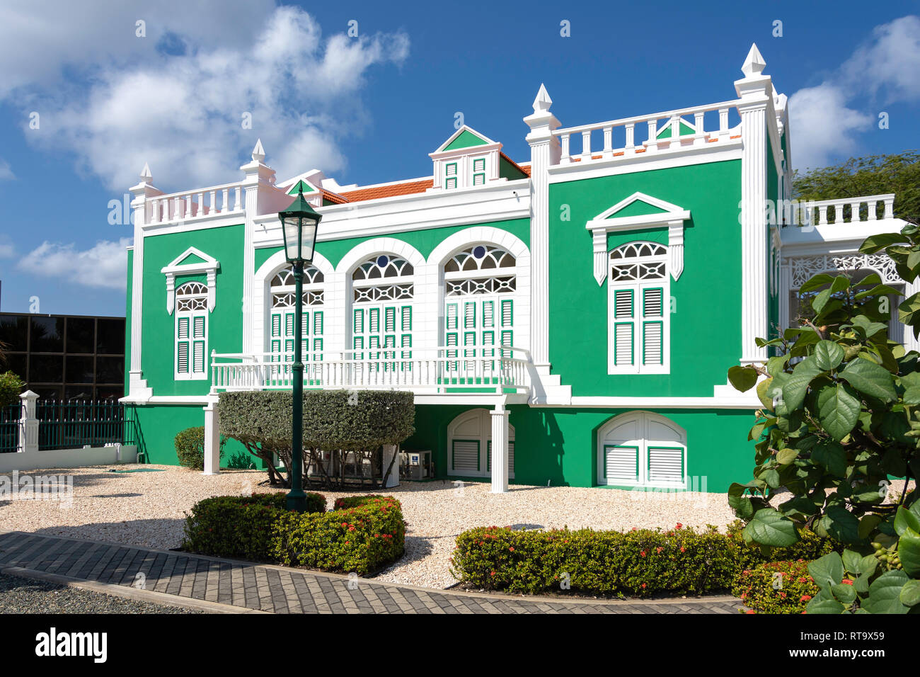 Dr storico Eloy Arends House, Wilhelminastraat, Oranjestad, Aruba, Isole ABC, Leeward Antilles, dei Caraibi Foto Stock