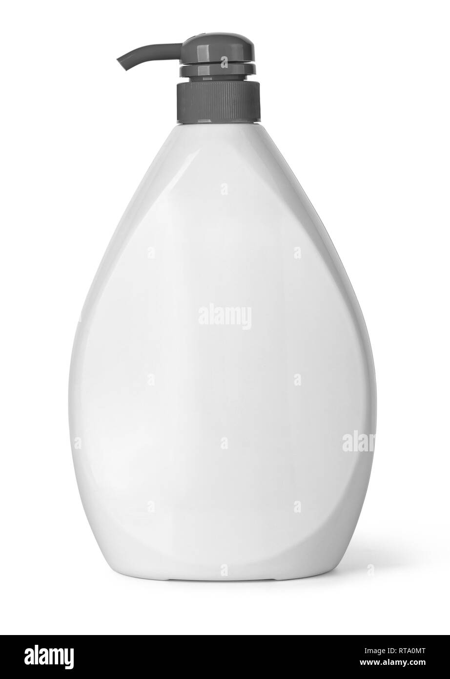 Contenitore per cosmetici con pompa nero isolato su bianco con tracciato di ritaglio Foto Stock