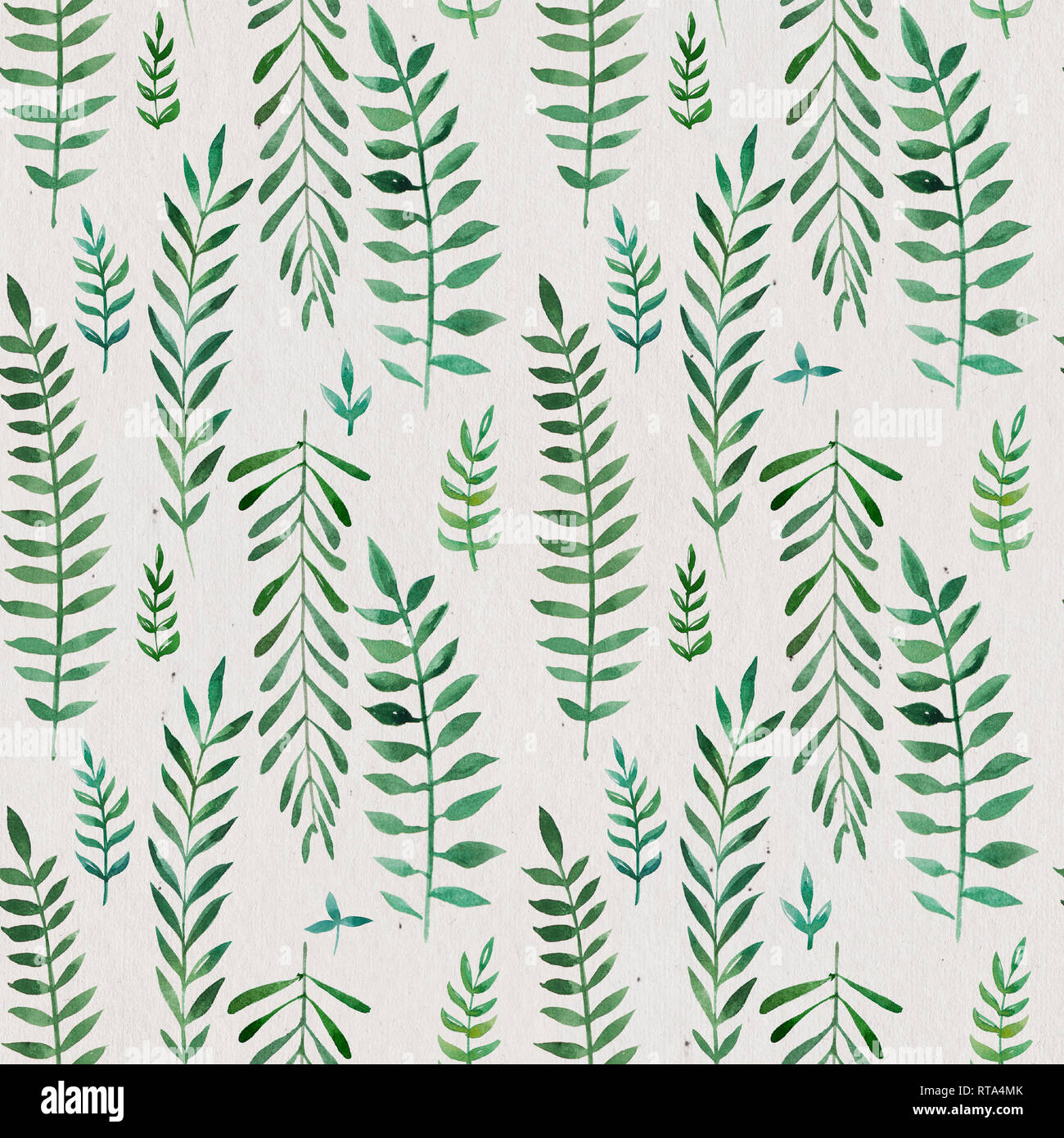 2d disegnati a mano ad acquerello sfondo senza giunture. Olive colorati e lauris rami, foglie su vintage sfondo della carta. Elementi di botanica. Modello per Foto Stock