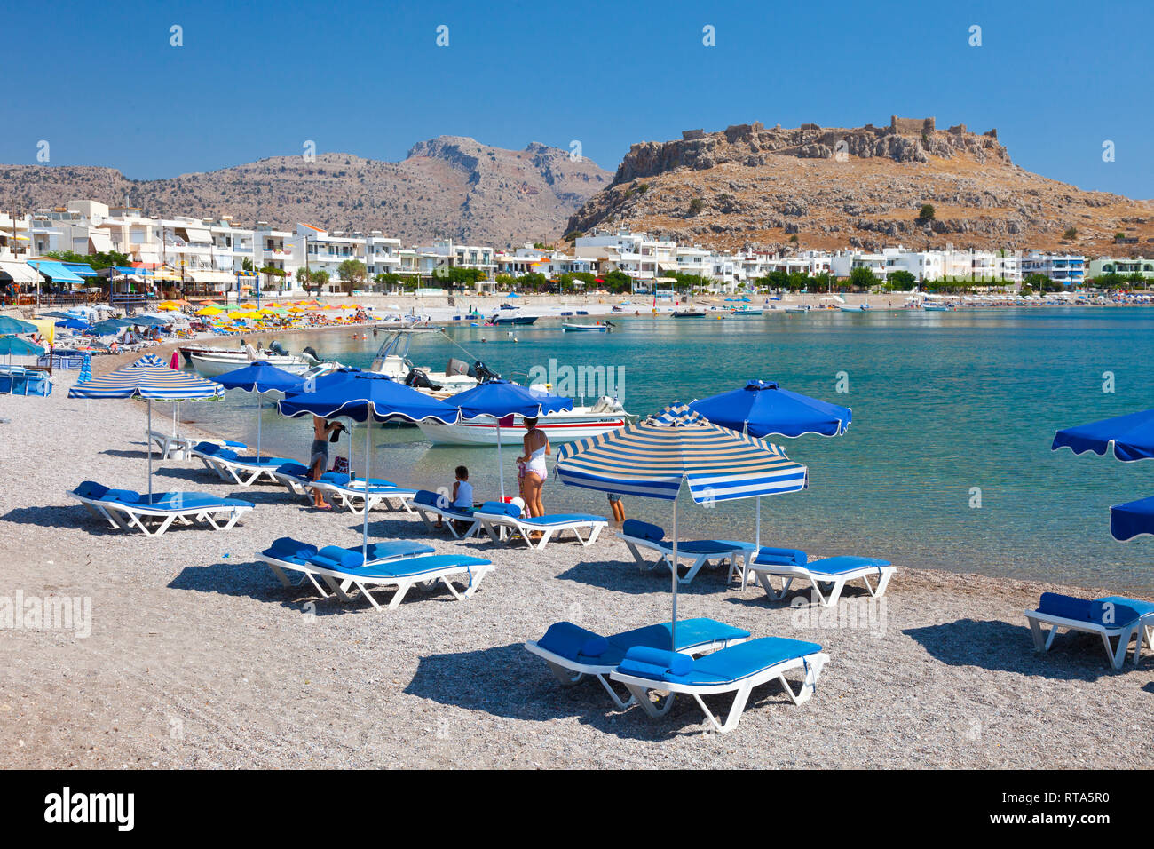 Pheraklos Castello. Haraki Bay. Costa orientale, l' Isola di Rodi, Dodecanneso arcipelago, Grecia, Europa Foto Stock