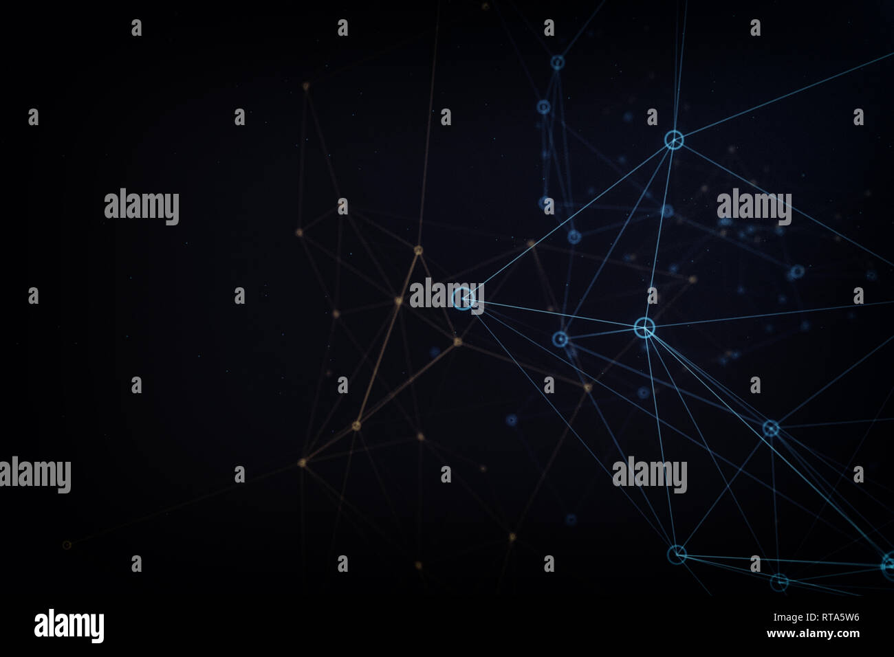 Sfondo di rete fatta di linee colorate e punti. 3d illustrazione Foto Stock