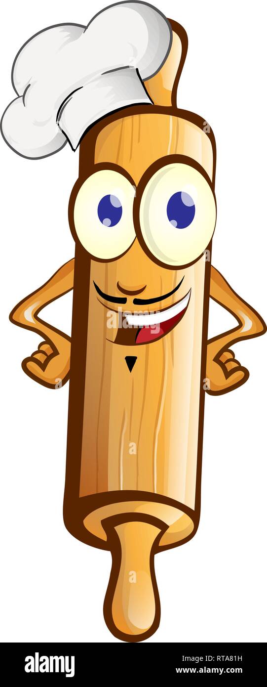 Lo Chef matterello cartoon di carattere isolato su sfondo bianco Illustrazione Vettoriale
