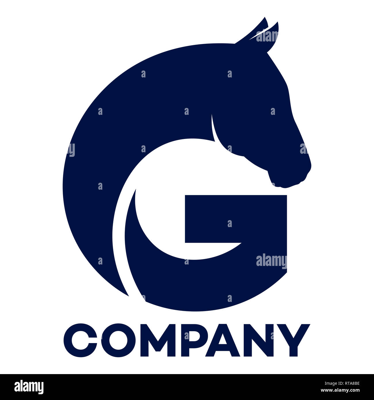 Moderno cavallo e lettera logo G Foto Stock