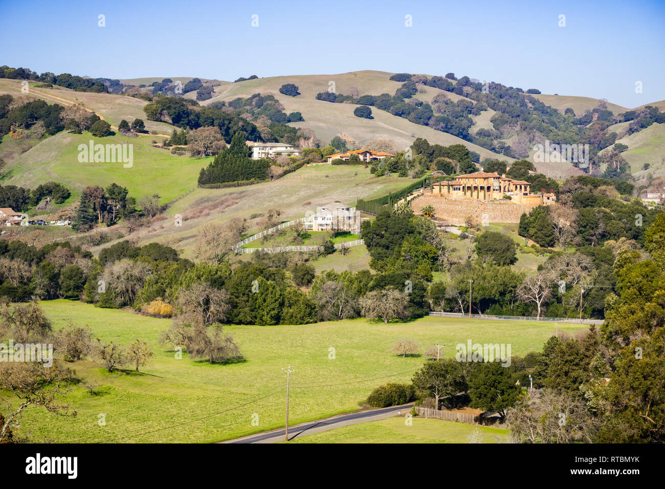 Il paesaggio di colline e valli di Contra Costa County, California Foto Stock