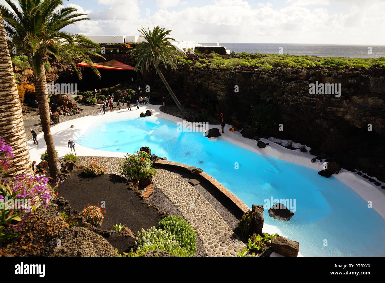 Jameos del Agua, im Lavafeld des Monte Corona, geschaffen von César Manrique, Lanzarote, Isole Kanarische, Spanien Foto Stock